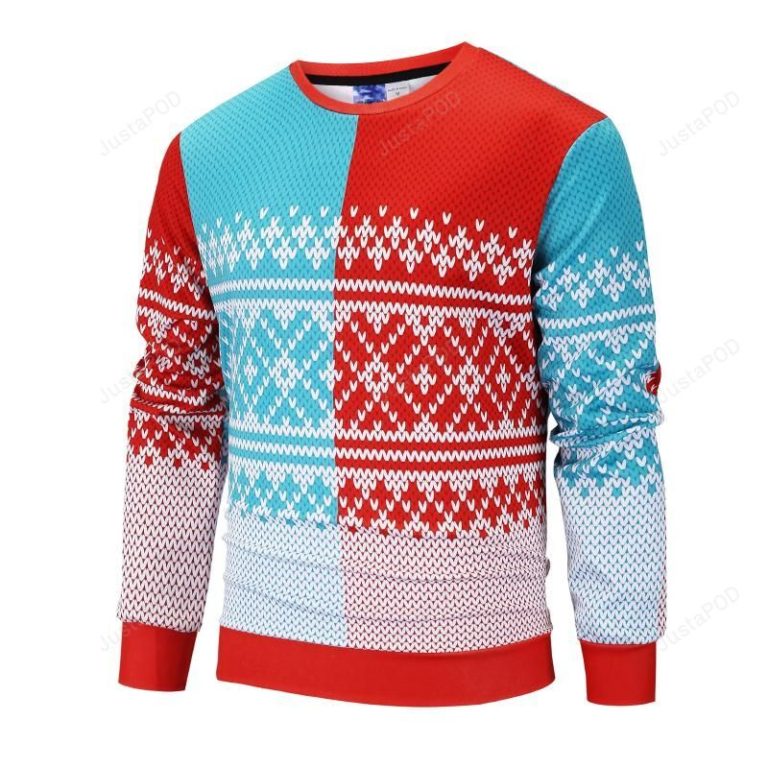 Cool Christmas Snowflake Striped Pattern Icon Ugly Christmas Sweater