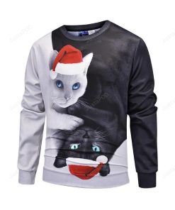 Cute Black And White Christmas Cat Icon Ugly Christmas Sweater