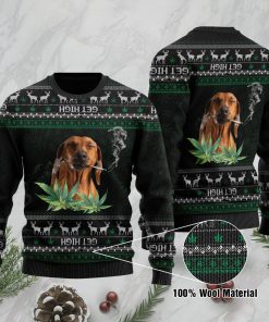 Dachshund Get High Cannabis Ugly Sweater For Dachshund And Cannabis Lovers