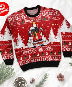 Dachshund Through The Snow With Toilet Paper Ugly Sweater For Dachshund Lover