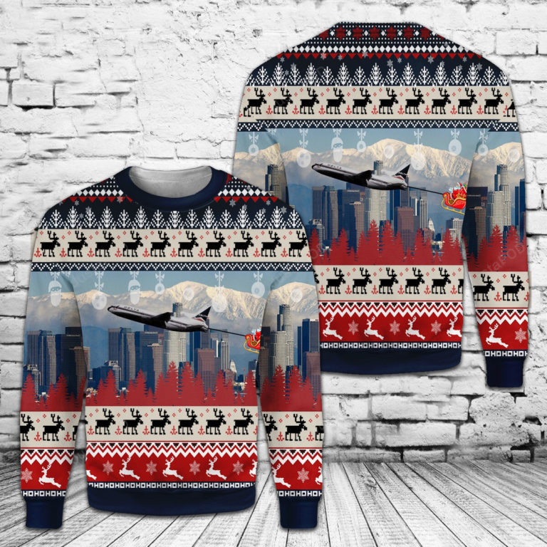 Delta Air Lines Lockheed L-1011-500 With Santa Over Los Angeles Christmas Sweater