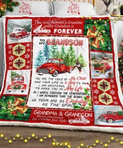 For My Grandson, Red Truck Christmas Fleece Blanket