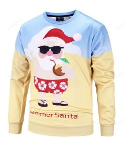 Funny Summer Santa Claus Striped Ugly Christmas Sweater Funny Summer Santa Claus Striped Ugly Christmas Sweater