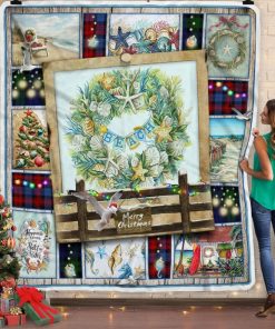 Happy Beach Christmas Fleece Blanket