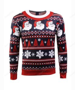 Happy Santa Striped Pattern Ugly Christmas Sweater