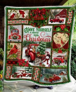 Have Yourself A Merry Little Christmas Red Truck Fleece Blanket