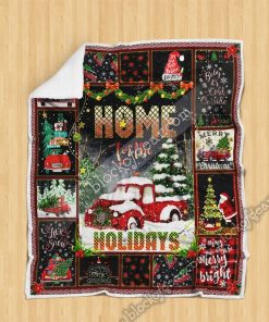 Home For The Holiday Red Truck Fleece Blanket