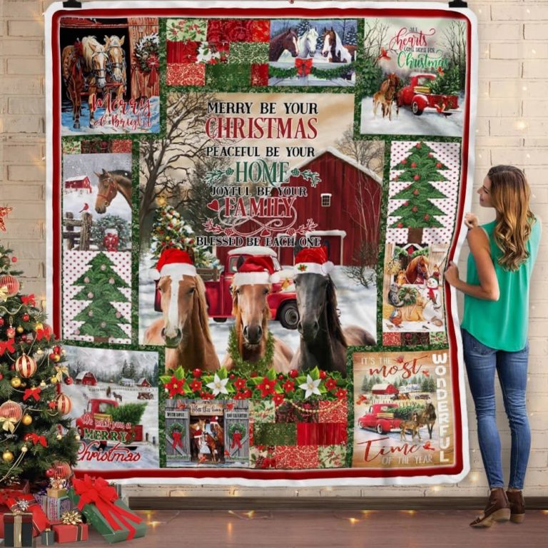 Horse Merry Christmas Fleece Blanket