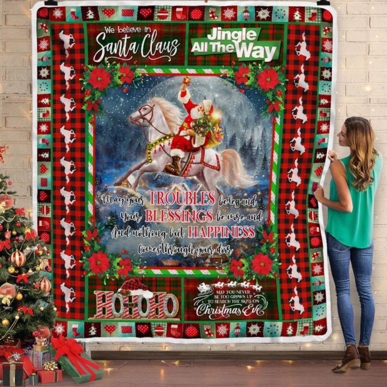 Horse Sleigh May Your Troubles Be Less And Your Blessings Be More Fleece Blanket