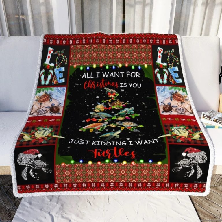 I Want Turtles Christmas Fleece Blanket