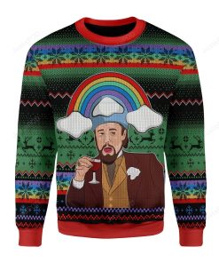 Leo Laughing Meme Dicardo Ugly Christmas Sweater