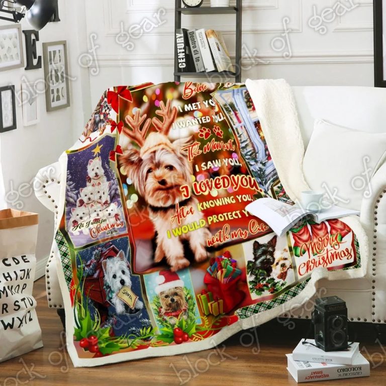 Love My Santa Paws Yorkie Fleece Blanket