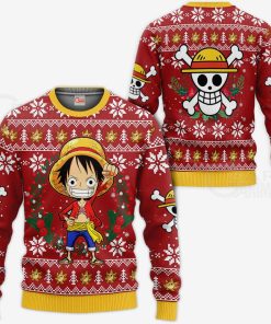 Luffy Ugly Christmas Sweater One Piece Anime Xmas Shirt