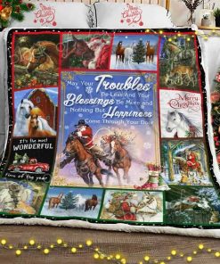 Merry Christmas Horse Fleece Blanket