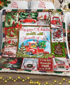 Merry Christmas, Red Truck And Cardinal Fleece Blanket