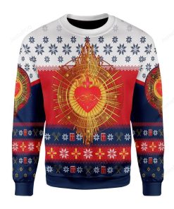 Merry Christmas Sacred Heart For Unisex Ugly Christmas Sweater