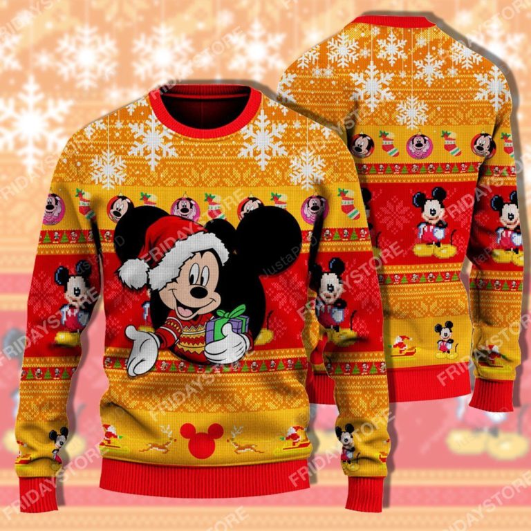 Mickey Mouse Orange Ugly Christmas Sweater