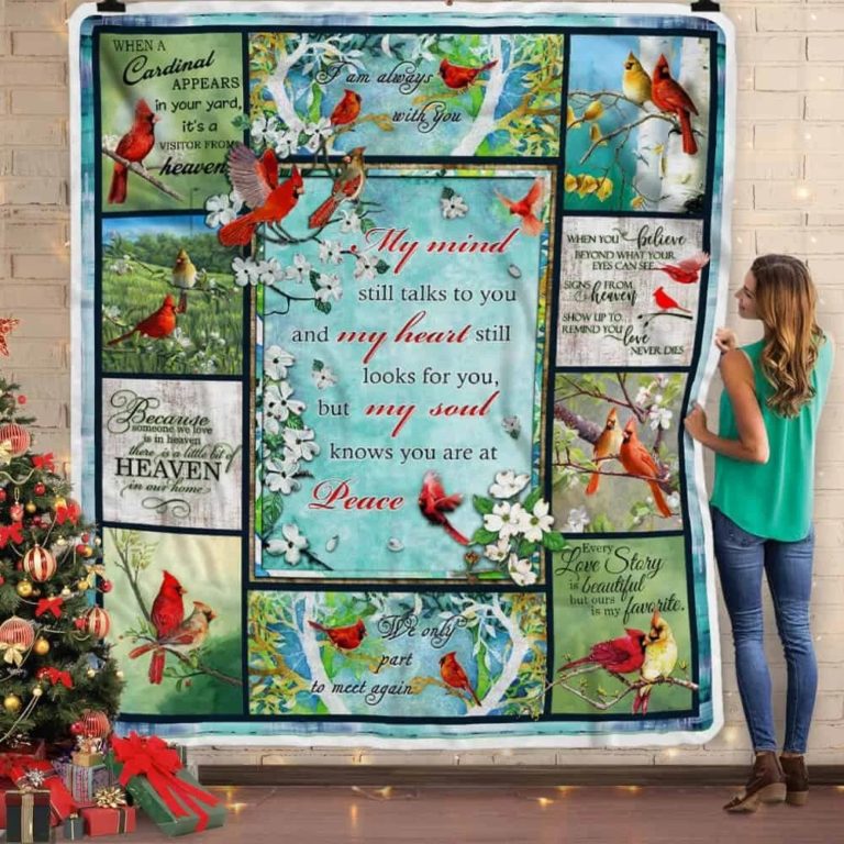 My Mind Still Talks To You, Christmas Cardinal Fleece Blanket