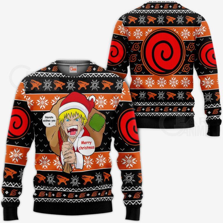 Naruto Ugly Christmas Sweater Badge Uzumaki Clan Custom Xmas Gift