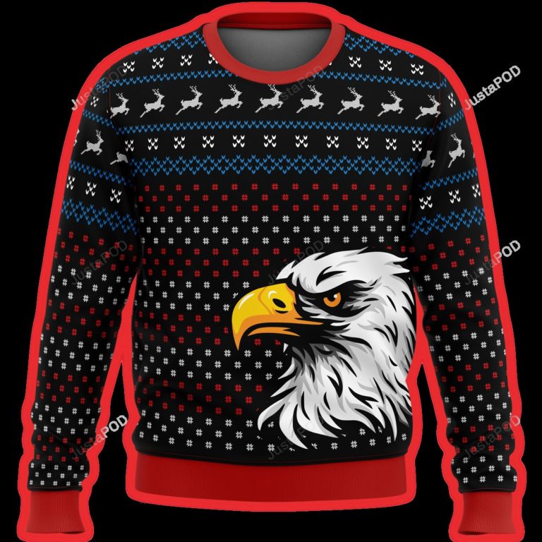 Patriotic Patriotic Eagle Christmas Pattern Black Sweater