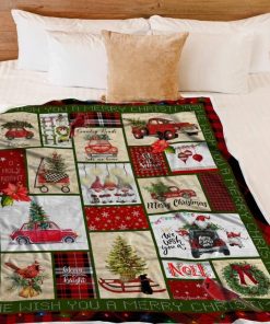 Pickup Truck Merry Christmas Fleece Blanket