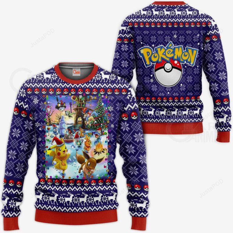 Pokemon Anime Christmas Pokeball Sweater, Sweatshirt