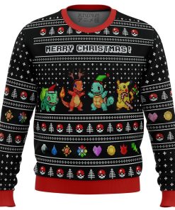 Pokemon Kanto Starters Premium Ugly Christmas Sweater Pokemon Kanto Starters Premium Ugly Christmas Sweater