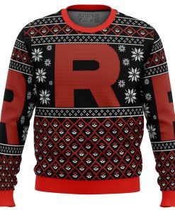 Pokemon Team Rocket Red Black Premium Ugly Christmas Sweater