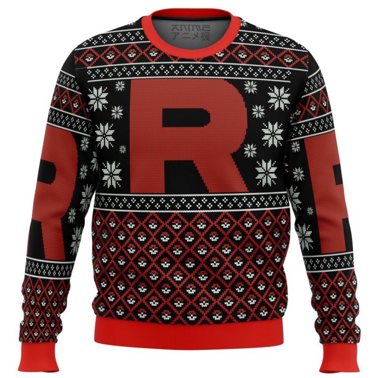 Pokemon Team Rocket Red Black Premium Ugly Christmas Sweater