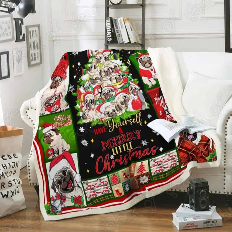Pug Christmas Fleece Blanket