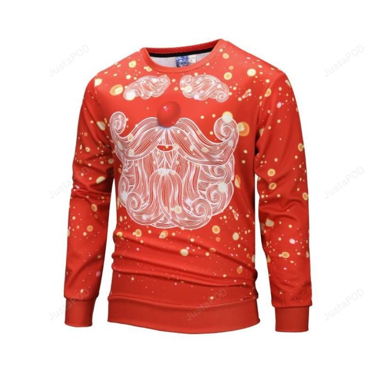 Red Santa Moustache Ugly Christmas Sweater