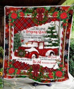 Red Truck All Because Of The Old Rugged Cross Fleece Blanket