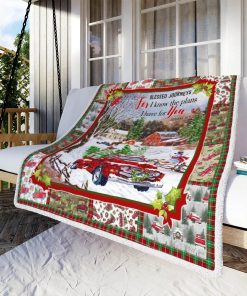 Red Truck Blessed Journeys Christmas Fleece Blanket