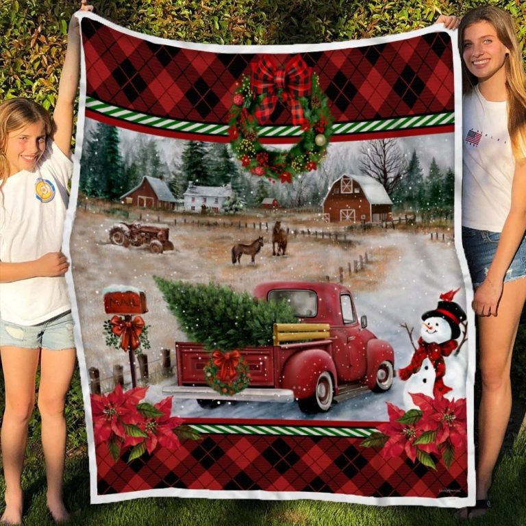 Red Truck Christmas Fleece Blanket