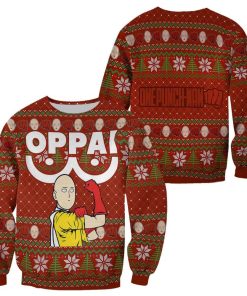 Saitama Oppai Ugly Christmas Sweater One Punch Man Anime Xmas Gift