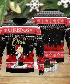 Snoopy And Charlie Christmas Begins With Christ Sweater Snoopy And Charlie Christmas Begins With Christ Sweater