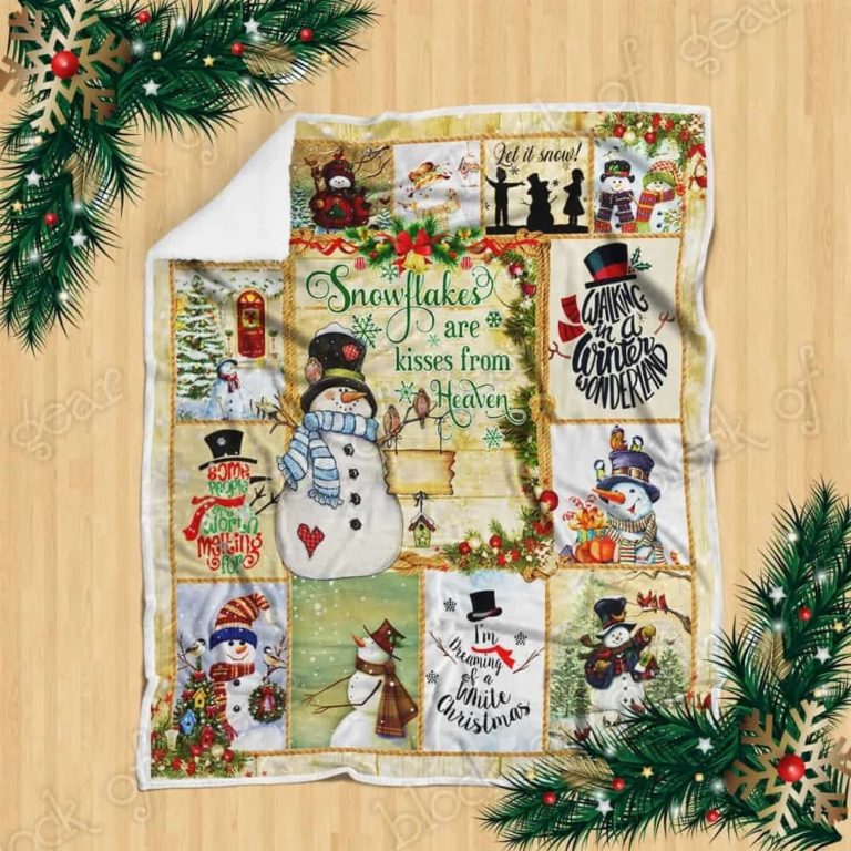 Snowflakes Are Kisses from Heaven, Snowman Fleece Blanket