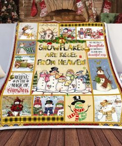 Snowman, Snowflakes Are Kisses From Heaven Fleece Blanket