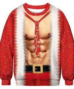 Super Cool Santa Claus Cosplay Funny Icon Red Ugly Christmas Sweater