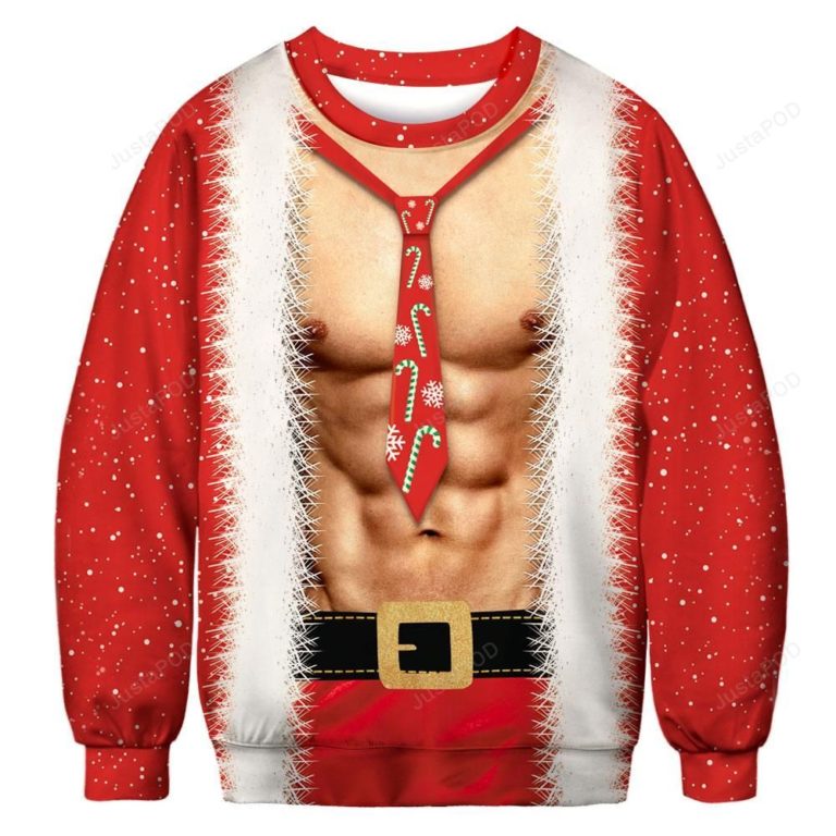 Super Cool Santa Claus Cosplay Funny Icon Red Ugly Christmas Sweater