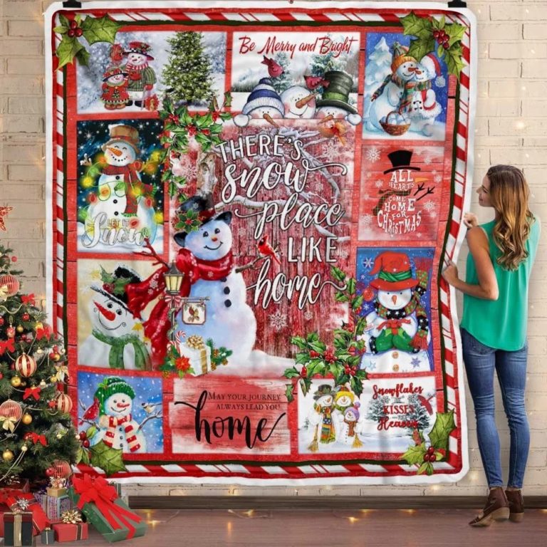 There Is Snow Place Like Home Snowman Fleece Blanket