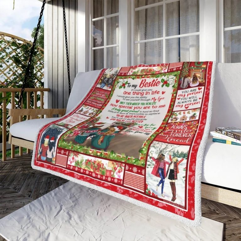 To My Bestie My Best Friend Merry Christmas Fleece Blanket