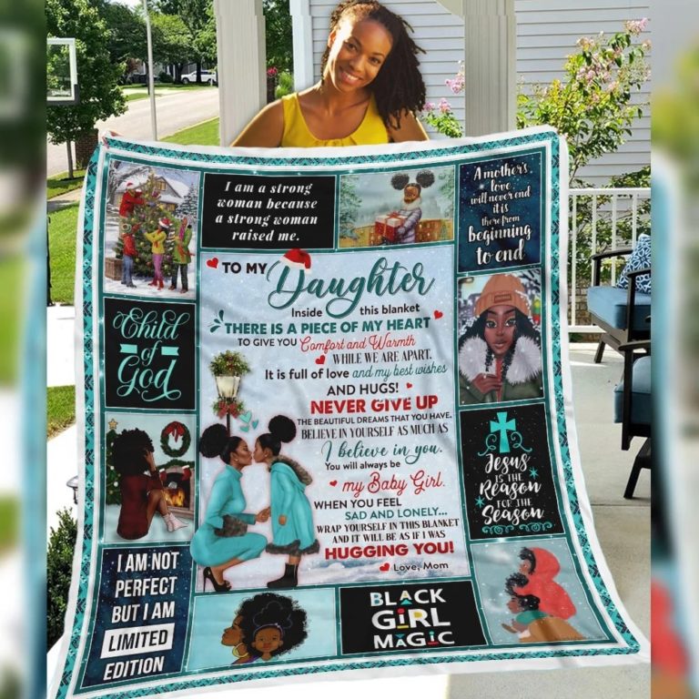 To My Daughter, Black Woman, Love Mom, Christmas Fleece Blanket