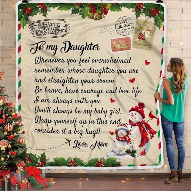 To My Daughter – Love Mom Christmas Letter Fleece Blanket