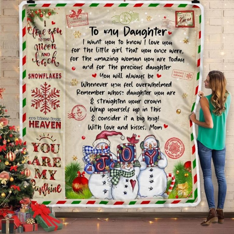 To My Daughter, Snowman, Love Mom Fleece Blanket