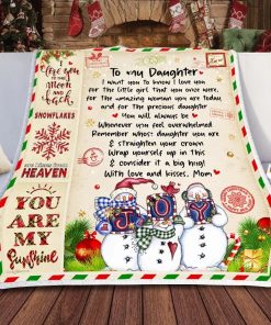 To My Daughter, Snowman, Love Mom Fleece Blanket