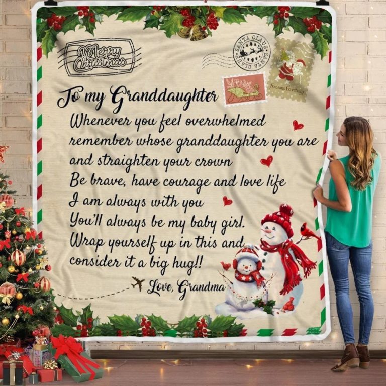 To My Granddaughter – Love Grandma Christmas Letter Fleece Blanket