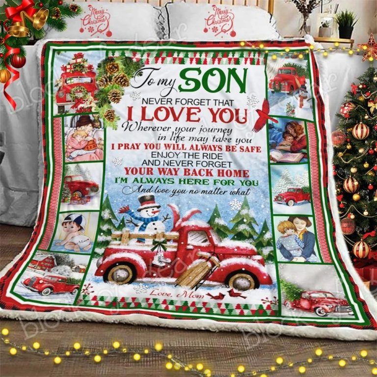 To My Son, Red Truck Christmas Fleece Blanket