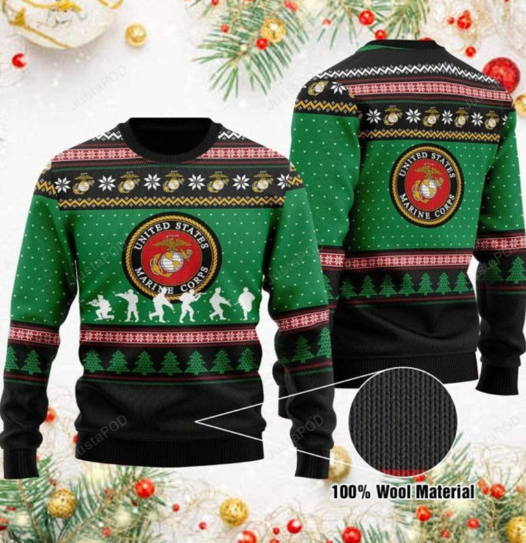 Us Marine Corps Green Christmas Sweater