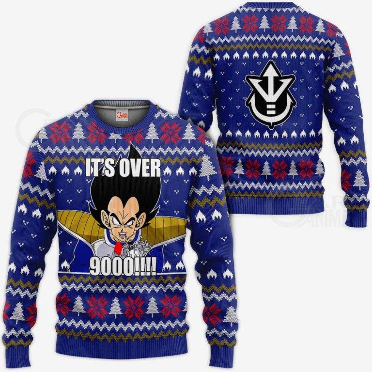 Vegeta Ugly Christmas Sweater Its Over 9000 Funny Dbz Xmas Gift